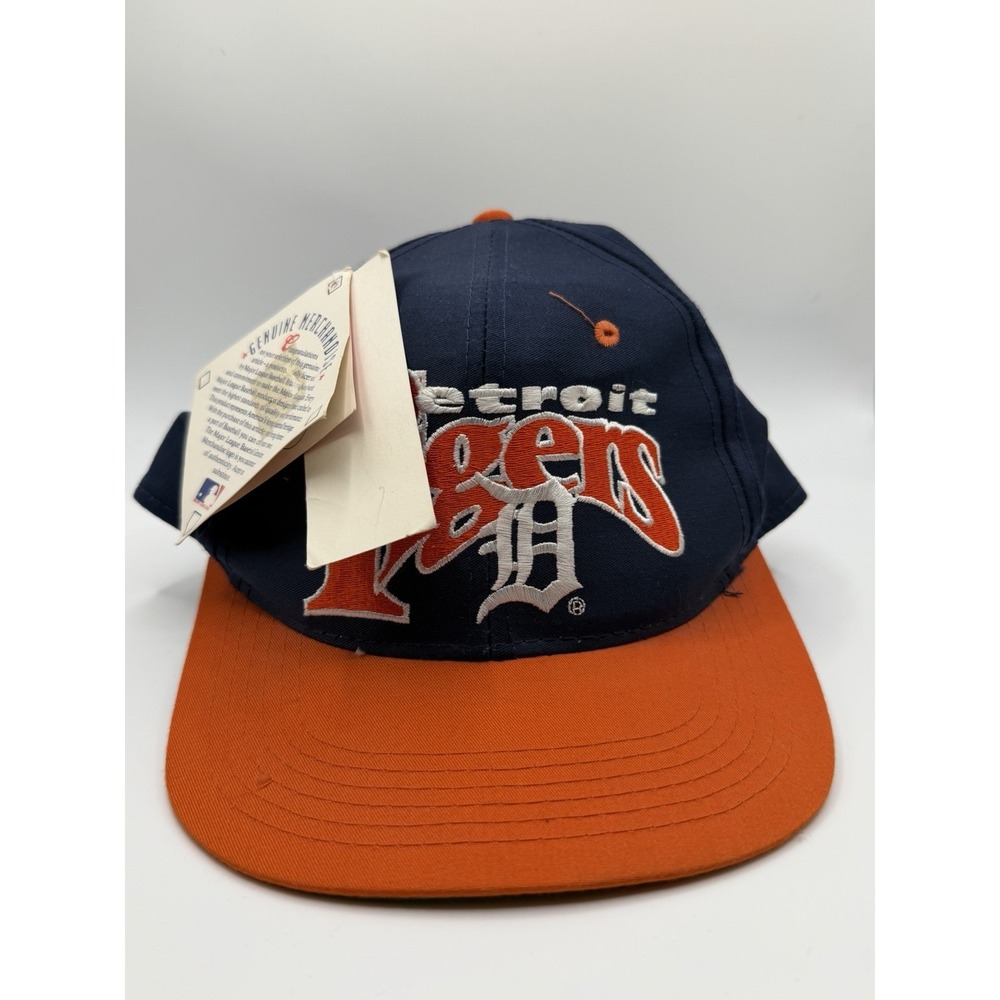 Vintage 90s Detroit Tigers Fitted Baseball Hat Size 6 7/8 MLB Blue The Game